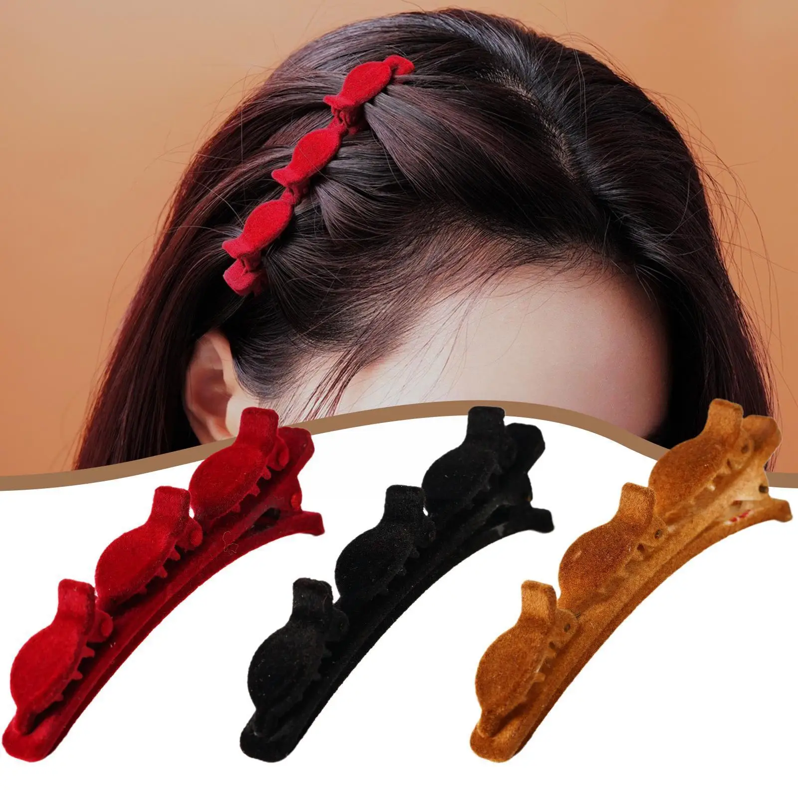 

Flocked Bangs Hair Clip Black Headwear Women Cute Barrettes Hairgrip Braided Hairpins Alice Fashion Hairpins Accessories Ha J7s6