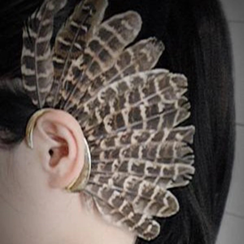 Серьги-клипсы унисекс с большими перьями 2 шт.