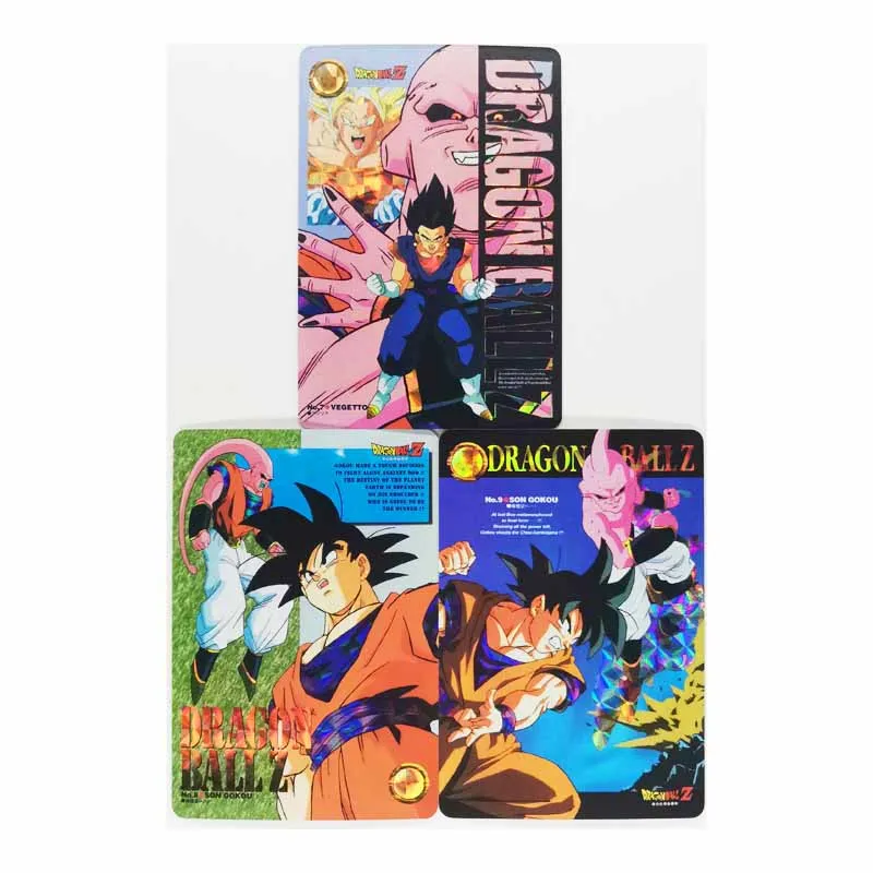 

9pcs/set Dragon Ball Jumbo Adventure Stories No.1 Super Saiyan Heroes Battle Card Ultra Goku Vegeta Game Collection Cards