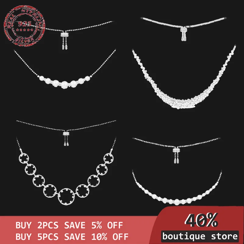 

November Monaco Roman style luxury noble simple pearl necklace 925 Sterling Silver 1:1 women's Necklace