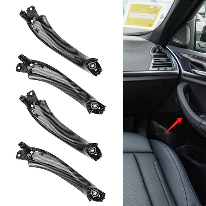 

1Set ABS Carbon Fiber Interior Door Armrest Trim Replacement for-BMW X3 X4 G08 18-21 Door Handle Inner Panel Pull Cover