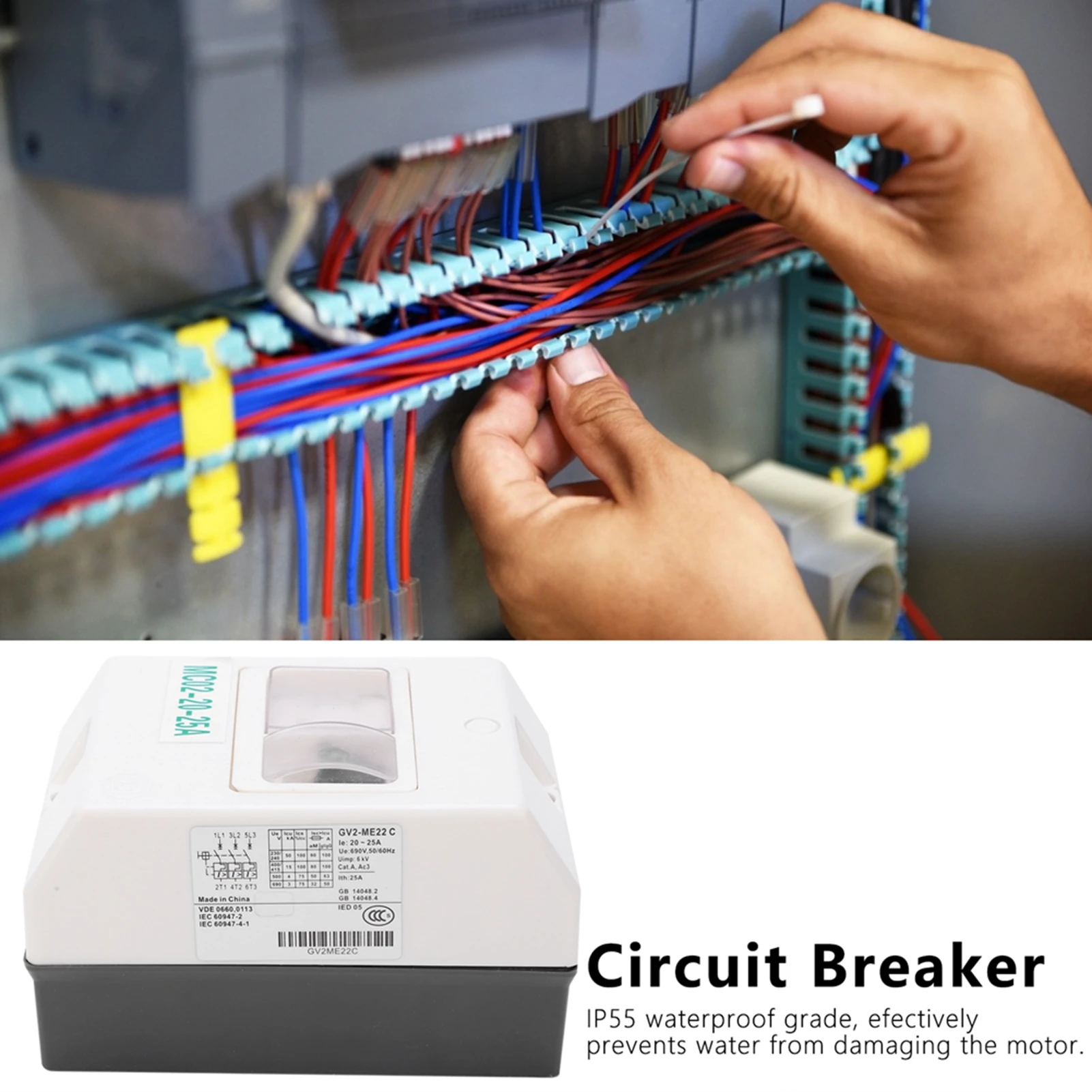 

Motor Circuit Breaker MC02‑20‑25A 220V/380V Motor Start Protection Switch transfer switch Waterproof Protector Replacement