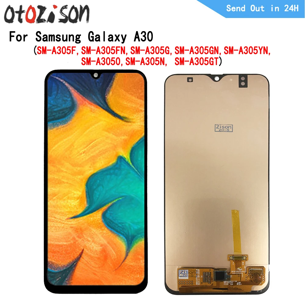 6,4 дюймовый AMOLED-экран для Samsung Galaxy A30 SM-A305F SM-A3050, ЖК-дисплей, сенсорная панель, дигитайзер с рамкой в сборе