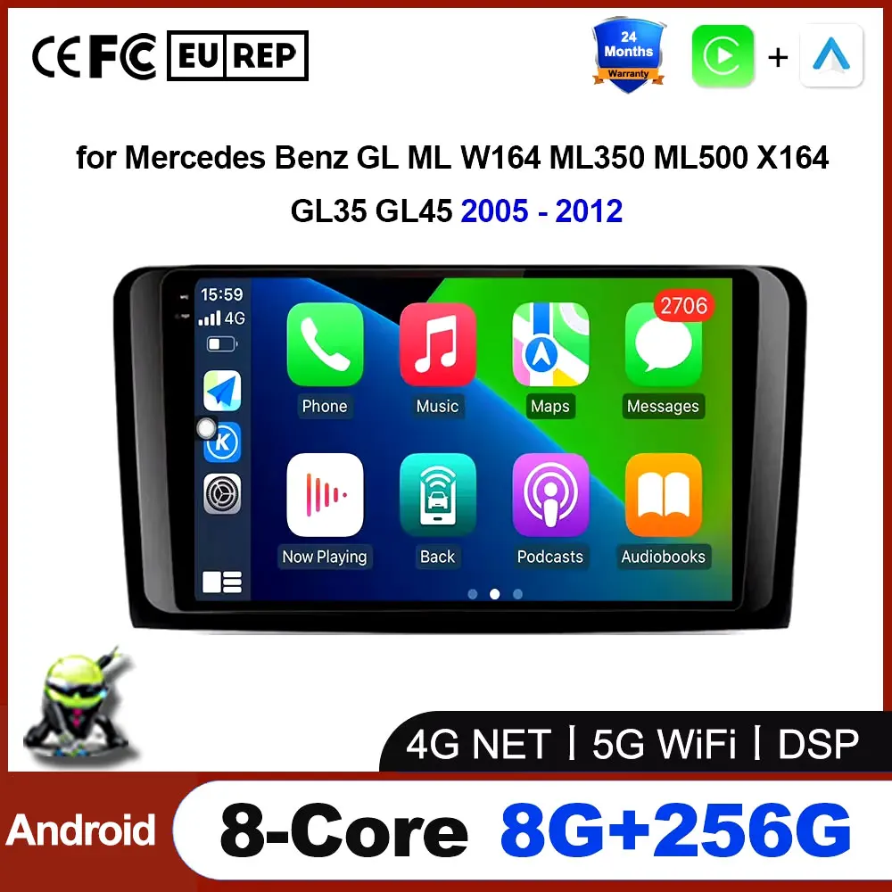 Для Mercedes Benz GL ML W164 ML350 ML500 X164 GL35 GL45 2005-2012 Android Auto Авто Видео Carplay GPS Навигация