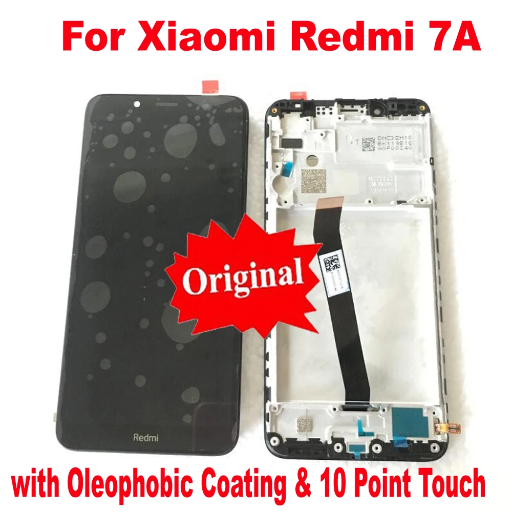 

100% Оригинальный Лучший 10-точечный ЖК-дисплей для Xiaomi Redmi 7A, сенсорная панель, дигитайзер в сборе, стеклянный датчик + рамка Pantalla