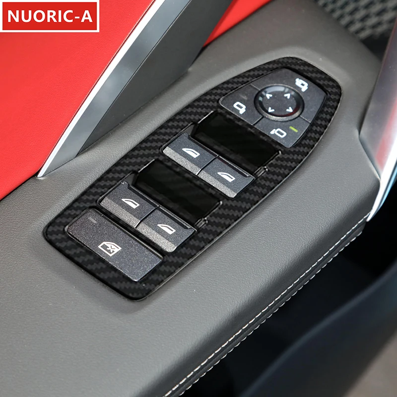 Цветные стеклоподъемные пуговицы из углеродного волокна, декоративная рамка, обшивка для BMW X1 F48 F49 2023, Стайлинг автомобиля, интерьер