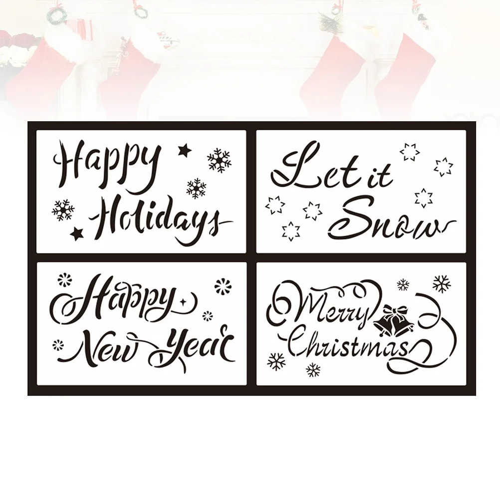 

Christmas Stencils Template Large Happy Holiday Painting Merry New Year Stencil Scrapbook Craft