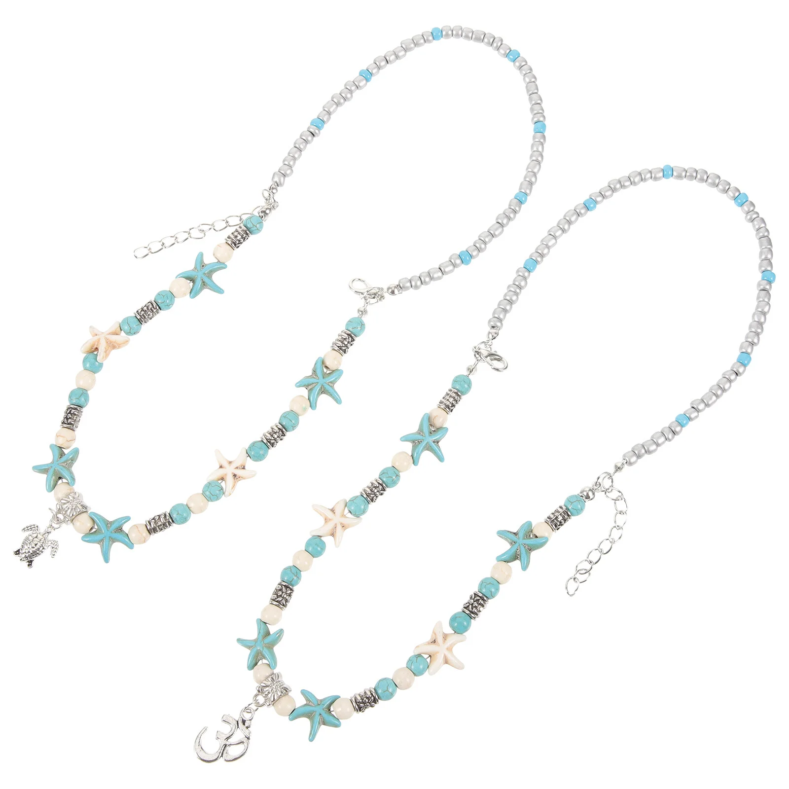 

2 Pcs Teenage Girl Gifts Hawaii Ankle Jewelry Women Bracelets Beach Beads Alloy Anklet Miss