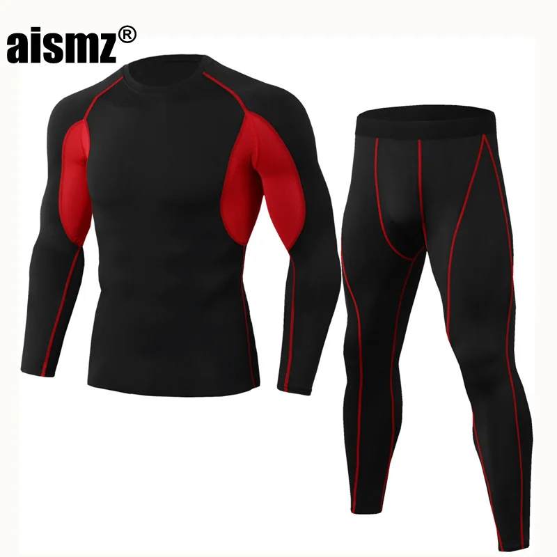 

Aismz New Winter Thermal Underwear Sets Men Quick Dry Anti-microbial Stretch Men's Thermo Underwear Male Warm Long Johns Fitness