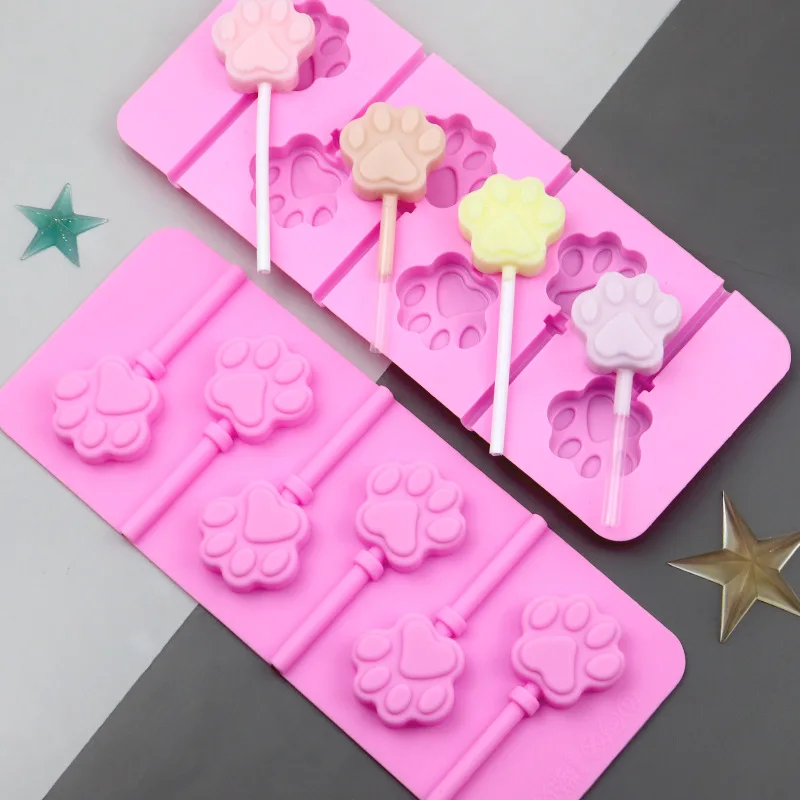 

Dog Cat Paw Shaped Lollipop Mold DIY Ice Cream Chocolate Silicone Mold Handmade Children's Cheese Stick Tool Kitchen Bakeware