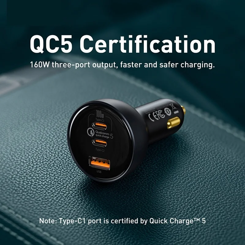 

160W Car Charger QC 5.0 Fast Charging For iPhone 13 12 Pro Laptops Tablets Car Phone Charger