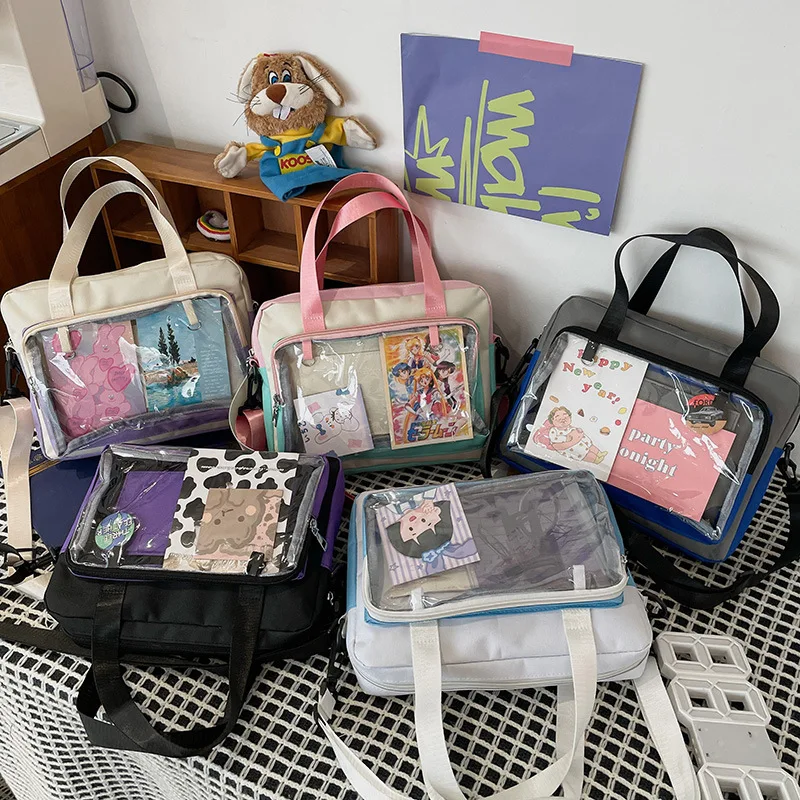 

Японская прозрачная маленькая квадратная сумка из полиуретана, барная болеутоляющая сумочка на одно плечо, портативная простая женская сумка в студенческом стиле