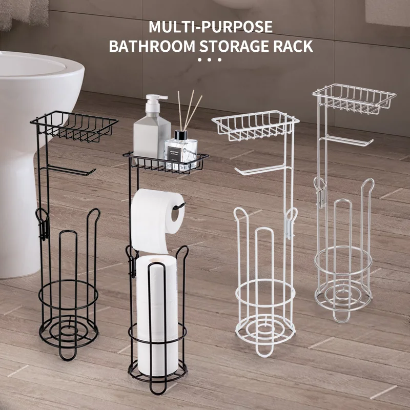 

Toilet Paper Holder Stand Stainless Steel Bathroom Paper Roll Home Multifunctional Storage Shelf for Cell Phone and Tissue