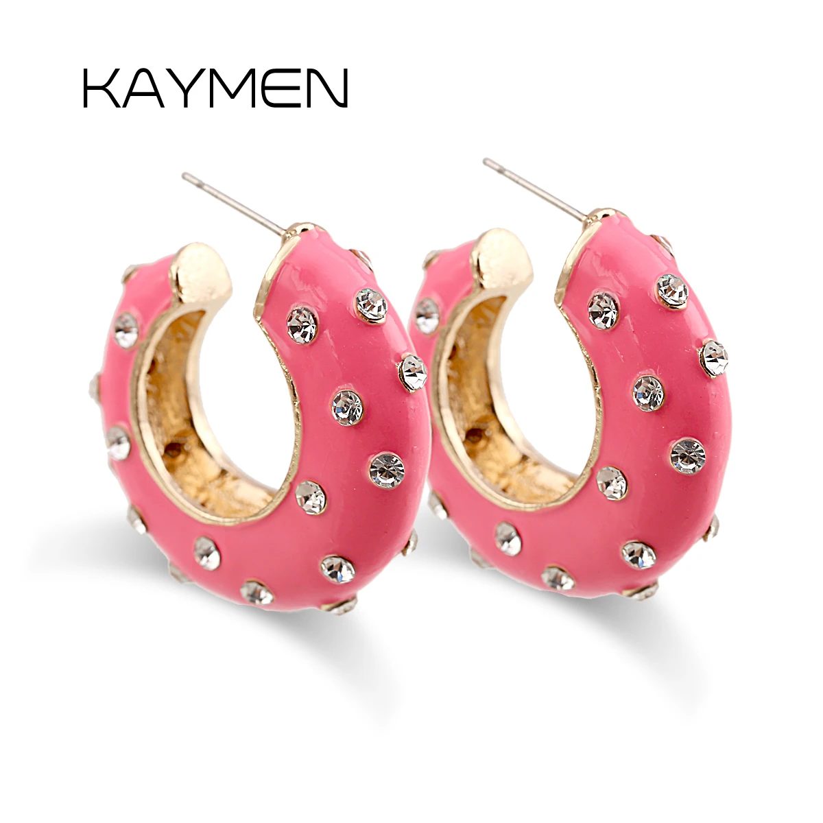 

KAYMEN New Arrivals C Shape Hoop Stud Earrings For Girls Women Enameled Colorful Statement Costume Earrings Fashion Jewelry
