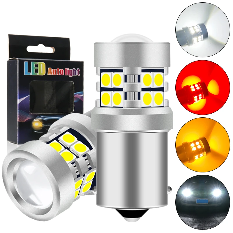2x P21W 1156 BA15S PY21W BAU15S светодиодный ные лампы 12 в-24 в 1157 BAY15D светодиодный P21/5W указатели поворота 3030SMD T20 7443 фонари заднего хода