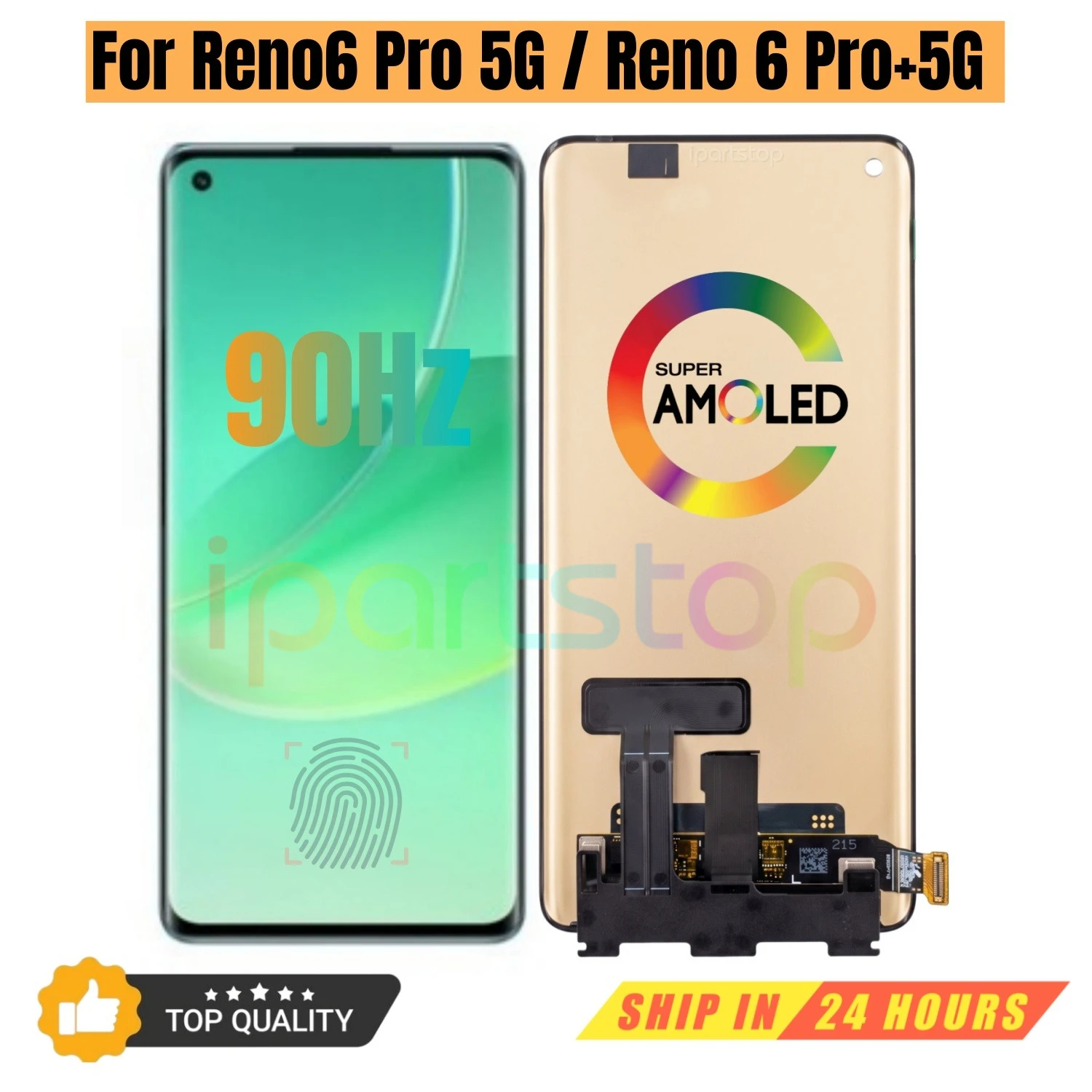 Фото Новый дисплей iParts для Oppo Reno6 Pro 5G (PEPM00, CPH2249) и Reno 6 Pro+ (PENM00) в сборе с AMOLED-экраном и тачскрином, OEM №1
