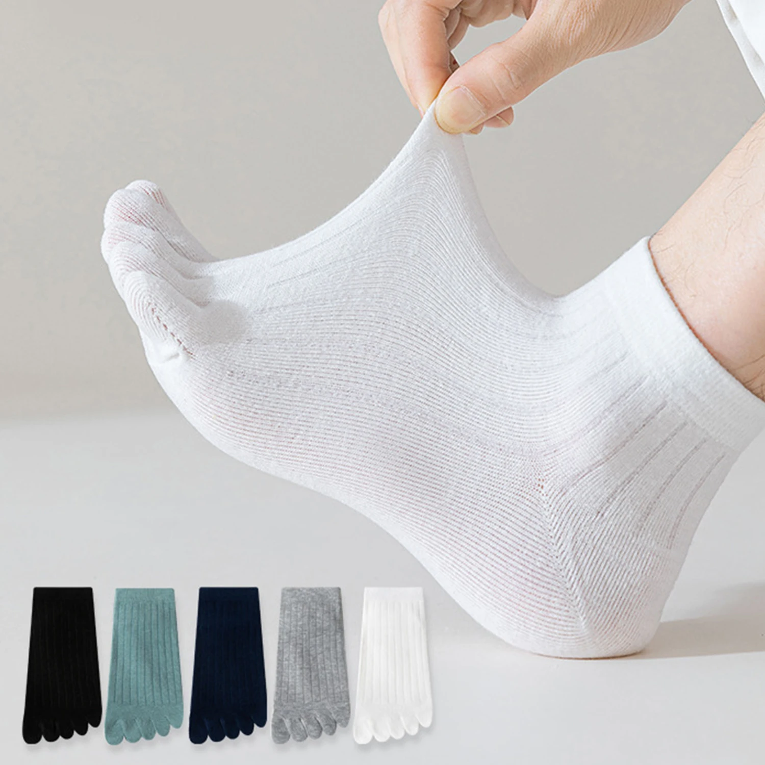 

Мужские хлопковые носки с пятью пальцами, спортивные носки до щиколотки, дышащие низкие носки