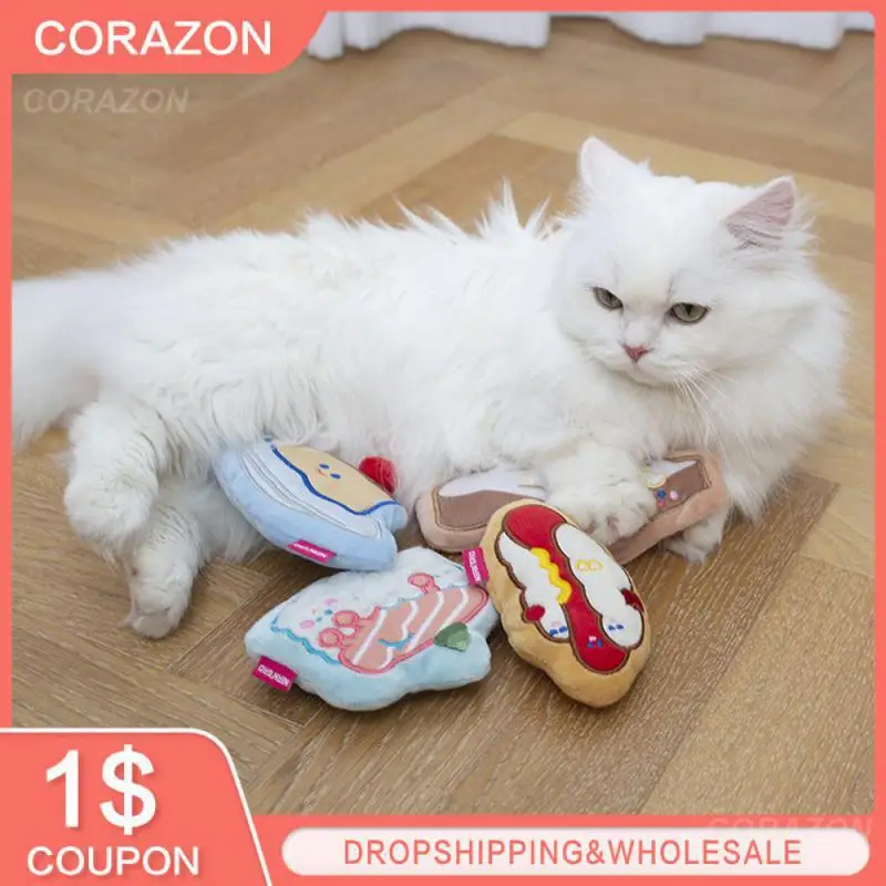 

Tooth Grinding Plush Toy Creative Self Hi Bite Resistant Grinding Claw Pet Supplies New Year Cake Cat Toy Cat Mint Toy