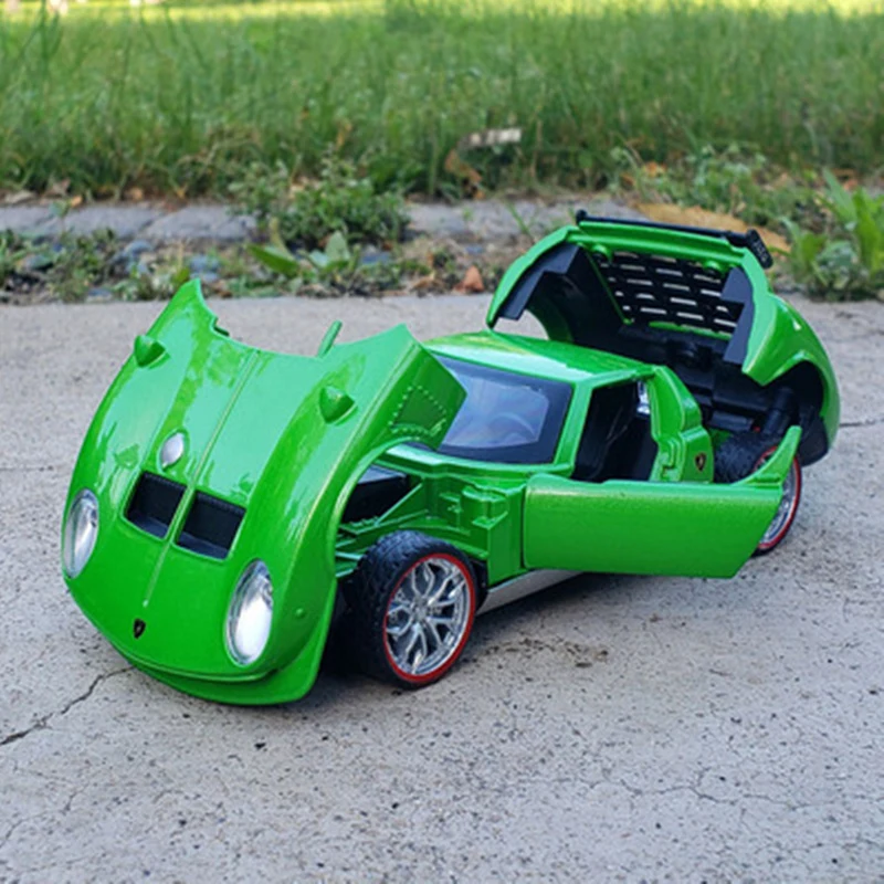 1:32 Модель автомобиля Miura из сплава Classic Car Diecasts Metal Toy Retro Sports Sound and Light Collection Simulation Kids Gift