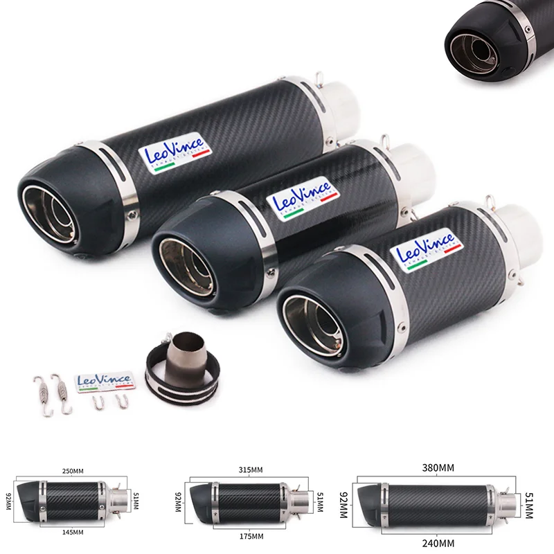 

51mm Leovince Yoshimura Motorcycle Muffler Exhaust Tip Universal Motocross Scooter for Pcx 125 Z900 Tmax 530 Yamaha R6 Fz6 Mt07