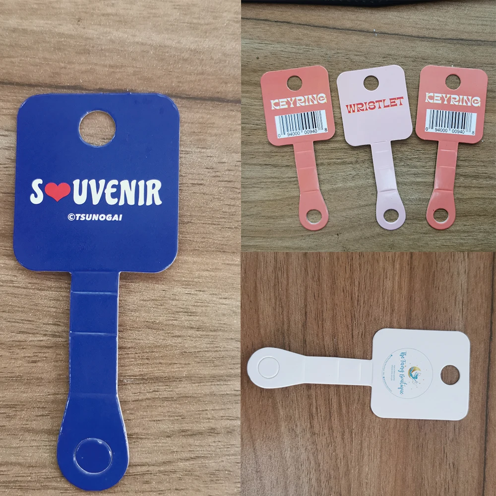 100/500/1000PCS White Self-Adhesive Kraft Paper Personalize Logo Custom Jewelry Card Earrings Necklace Bracelet Holder Display