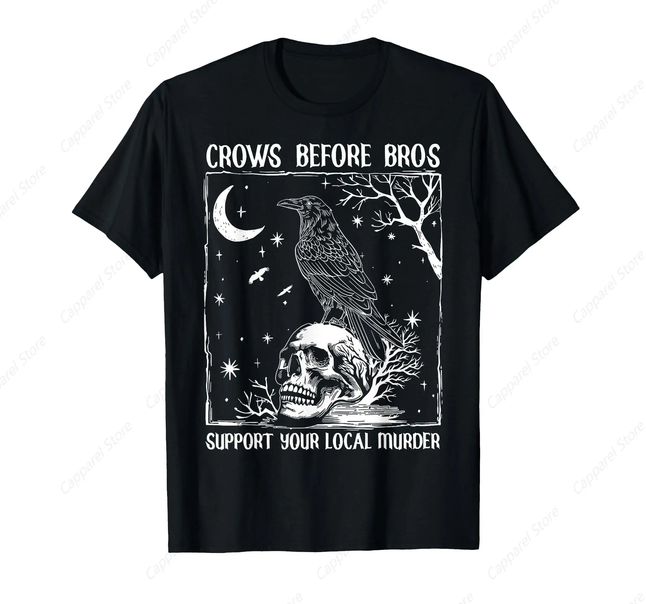 Футболка на Хэллоуин Crows Before Bros Support Your Local Murder