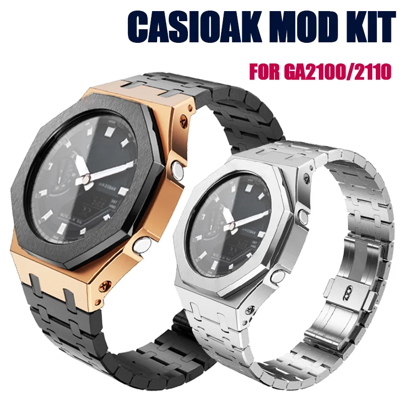 Luxury Casioak For GA2100 Mod Kit Gen3 Stainless Steel Strap Case Modified Watch Case Bezel For G-Shock GA2100 Replacement