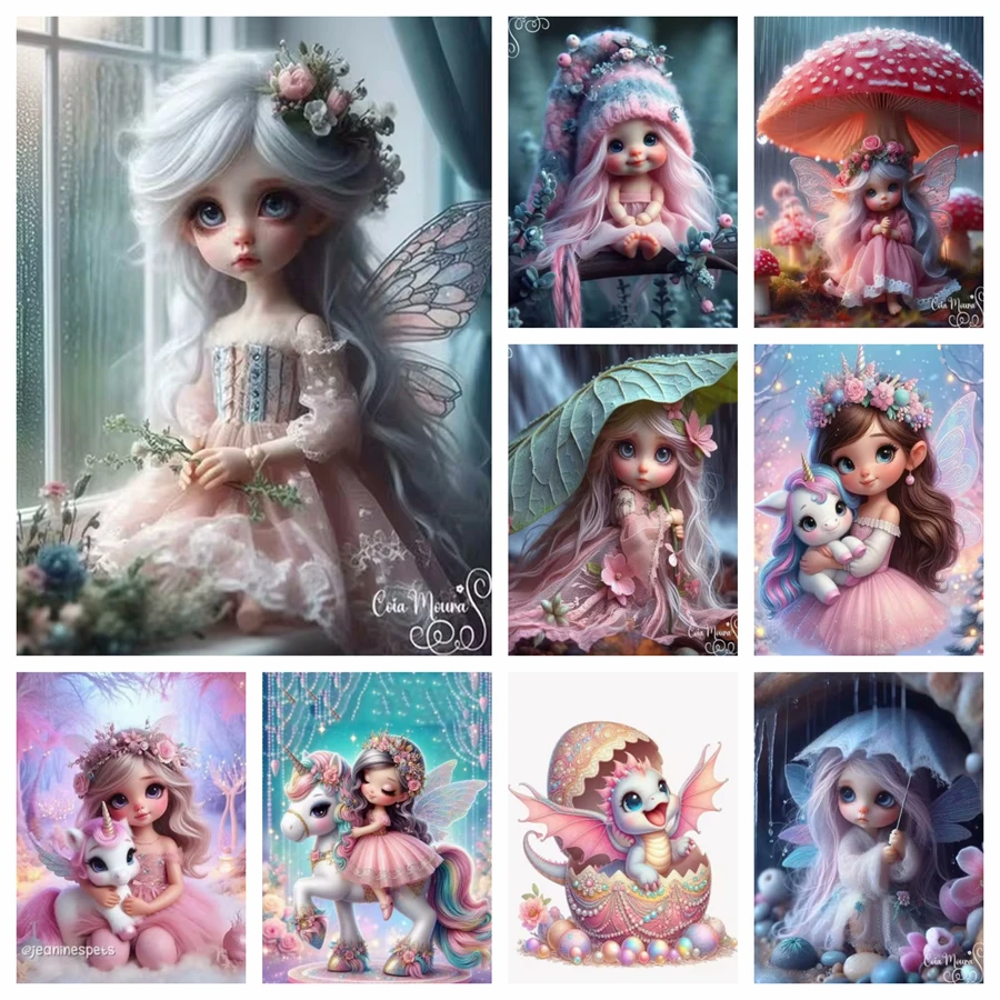 Милый Ангел Эльф Единорог Девушка Искусство украшения дома Подарок 5D DIY AB Набор