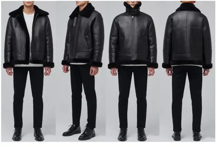 Магазин.2025 новая мужская толстая меховая куртка. Классический бомбер B3 зимнее