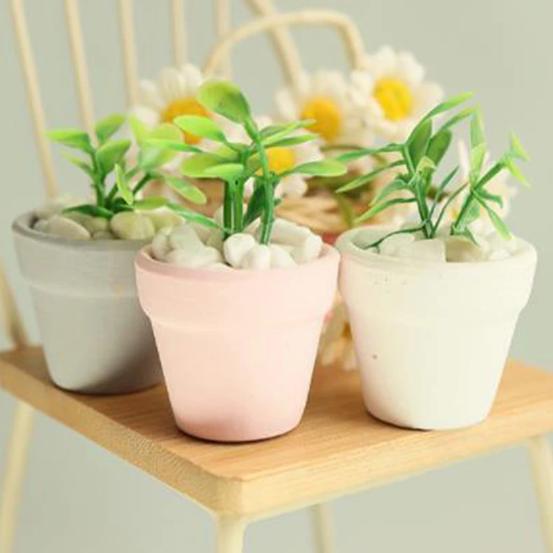 

1Pc 1:6 Dollhouse Miniatures Bonsai Model Doll House Accessories Potted Plants Toy Green Plant Ornaments Gifts