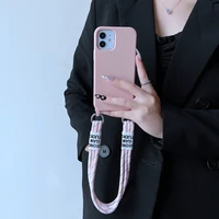 ins portable lanyard shockproof silicone case for iphone 13 11 12pro max x xr xs max protective strap cover