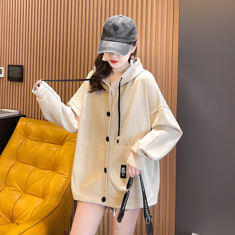 

Зимние женские куртки 2022 Новые однотонные пальто с капюшоном модная свободная Корейская Осенняя женская одежда больших размеров с длинным ...