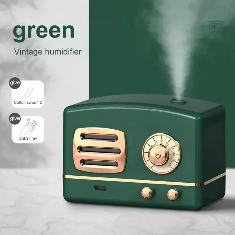 Retro Air Humidifier Radio Shape Mist Maker Essential Oil Diffuser Portable Desktop Aromatherapy Humidificador For Home Car