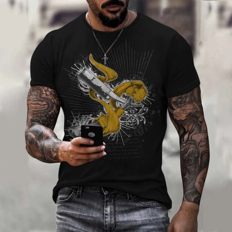 Футболка мужская оверсайз с круглым вырезом, дышащая оригинальная рубашка с короткими рукавами, с 3D принтом, лето 2021