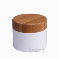 pp plastic cosmetic lotion emulsion refillable container white pp face cream skin cream bamboo pot jar