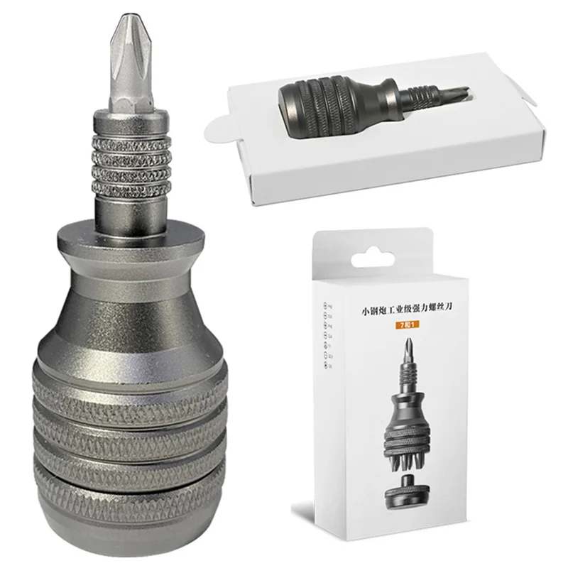 

7 in 1 Mini Screwdriver Titanium Screwdriver 1/4 Inch Magnetic Torx Screw Driver Bit Kit Home Repair