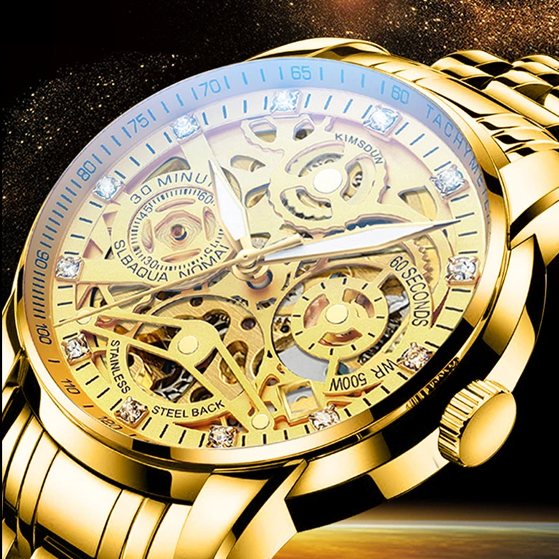 

Business 2022 Mens Mechanical Watches Top Brand Luxury Gold Automatic Watch Men Waterproof Fashion Sport Clock Relogio Masculino