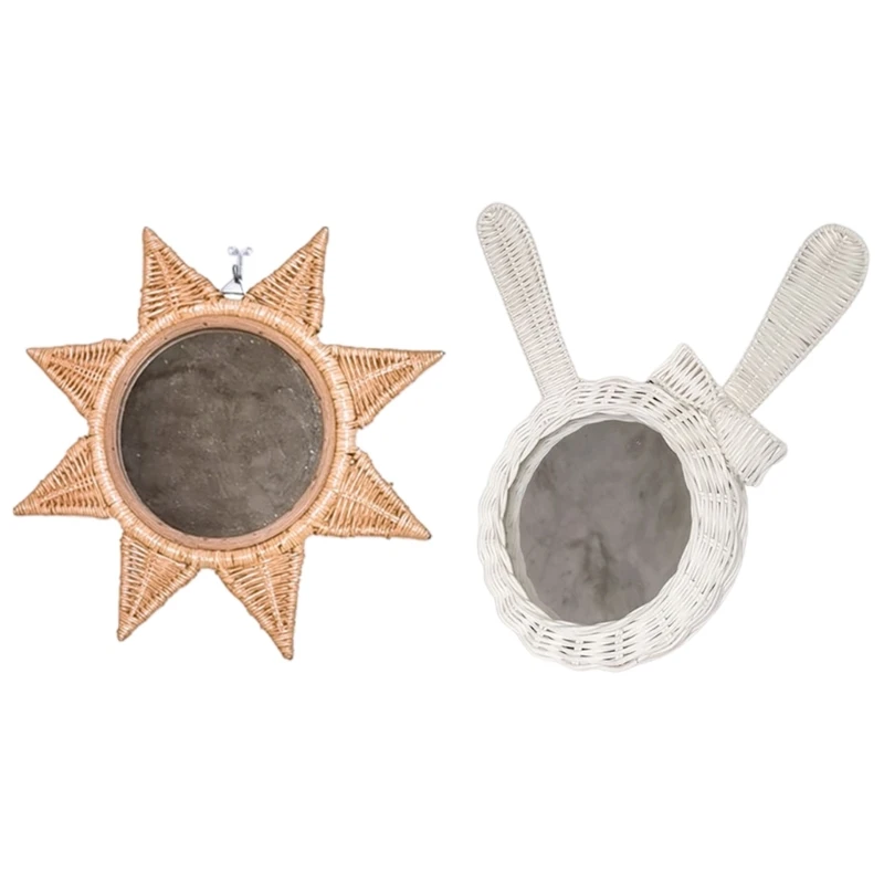 

Зеркало для макияжа из ротанга, инновационный художественный Декор для дома, украшение для спальни, фотореквизит Y1QB