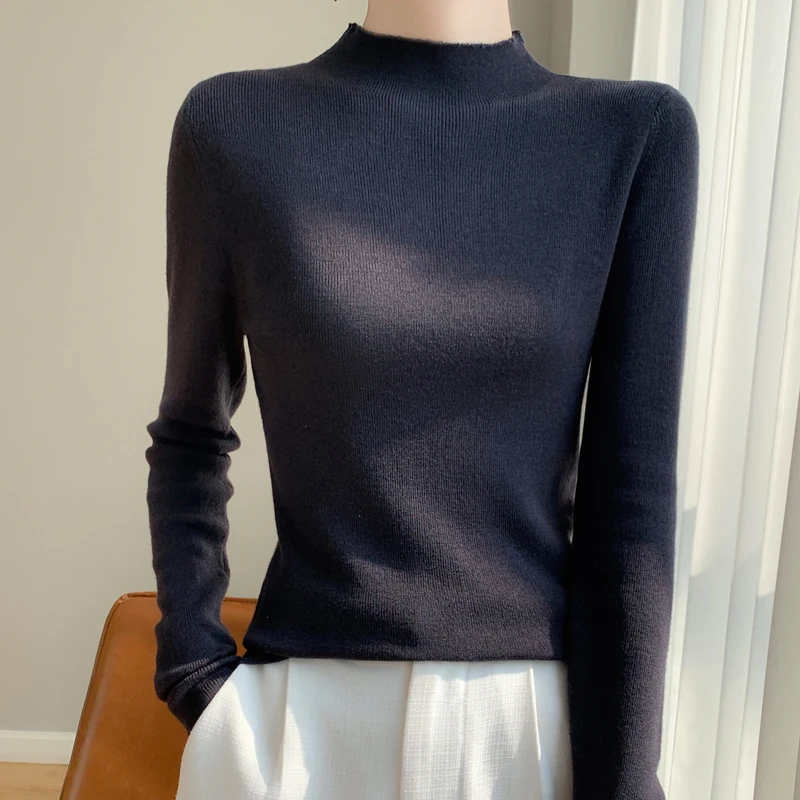 

2023 New Cashmere Sweater Women Half turtleneck Pullover Long Sleeve Winter Knitted Sweater Warm High Quality Jumper