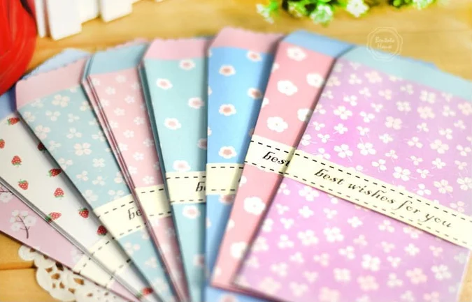 

10pcs Mixed lovely flower Envelope Gift Card Baby office supply for Wedding Letter Invitations Korean Stationery