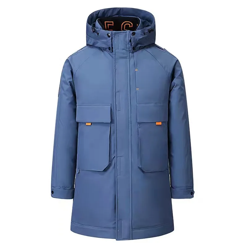 Down Jacket  Large Size Men's Mid Length Hooded Couple Coat Outdoor Thickened Insulation Thermal Waterproof Windproof Clothing