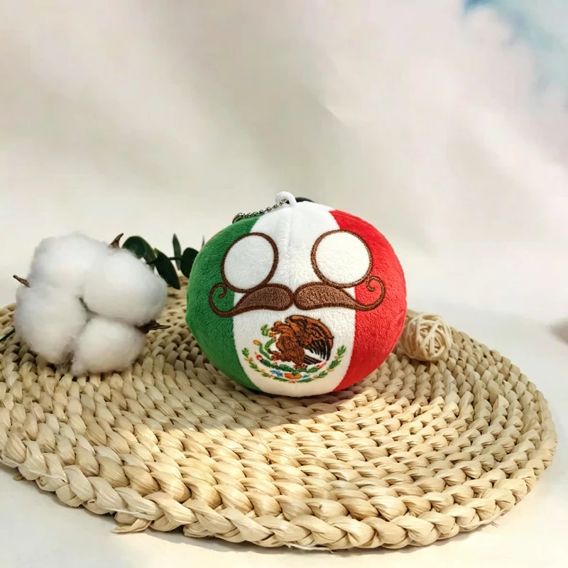 Фото Милая плюшевая игрушка Polandball, 10 см, плюшевая кукла в виде мяча Мексики, компаньон для сна, мультяшный брелок, подарок на день рождения для детей. №1