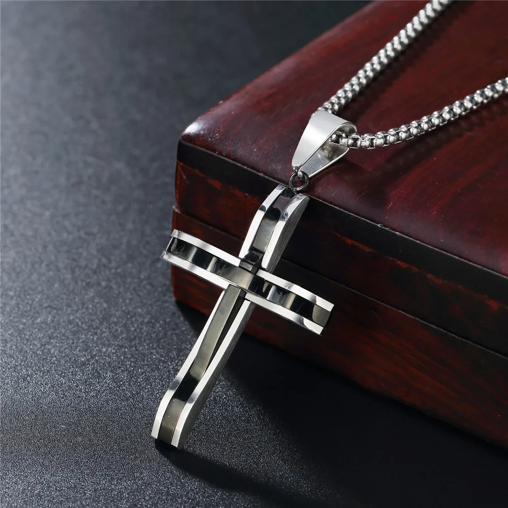 

Цепочка Megin D из нержавеющей стали с титановым крестом, смешанные кулоны в стиле хип-хоп, ожерелье для мужчин и женщин, Подарочная бижутерия