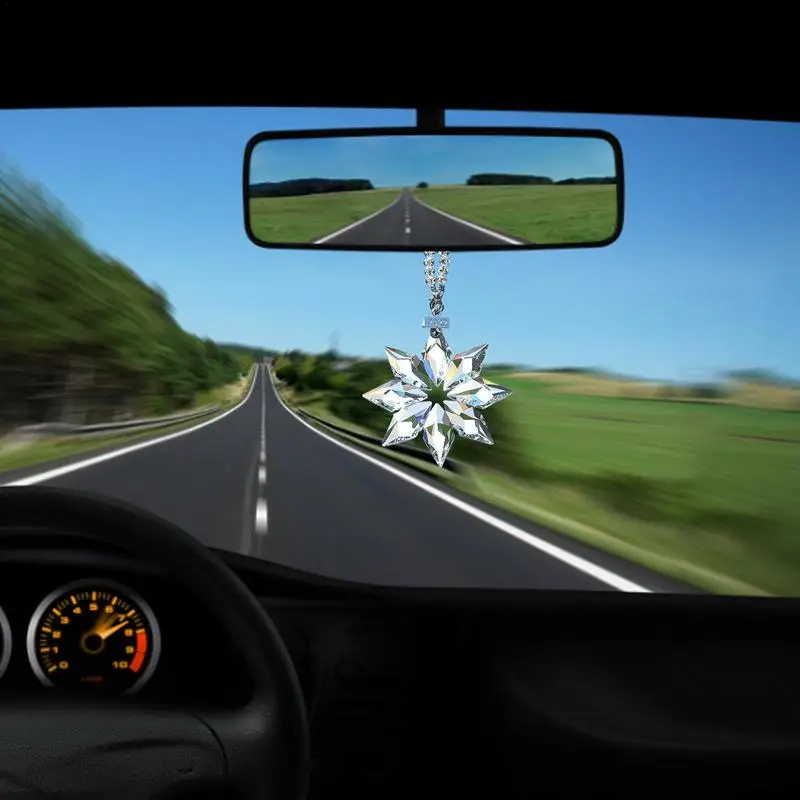 

Christmas Tree Snowflake Hanging Ornament Crystal Snowflakes Interior Decorations Car Rearview Mirror Accessories
