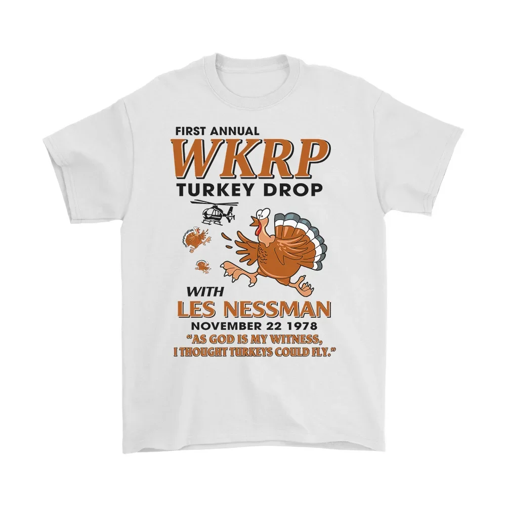 Забавная футболка WKRP с надписью Drop with Les Nessman-забавная на День Благодарения Y2K топы
