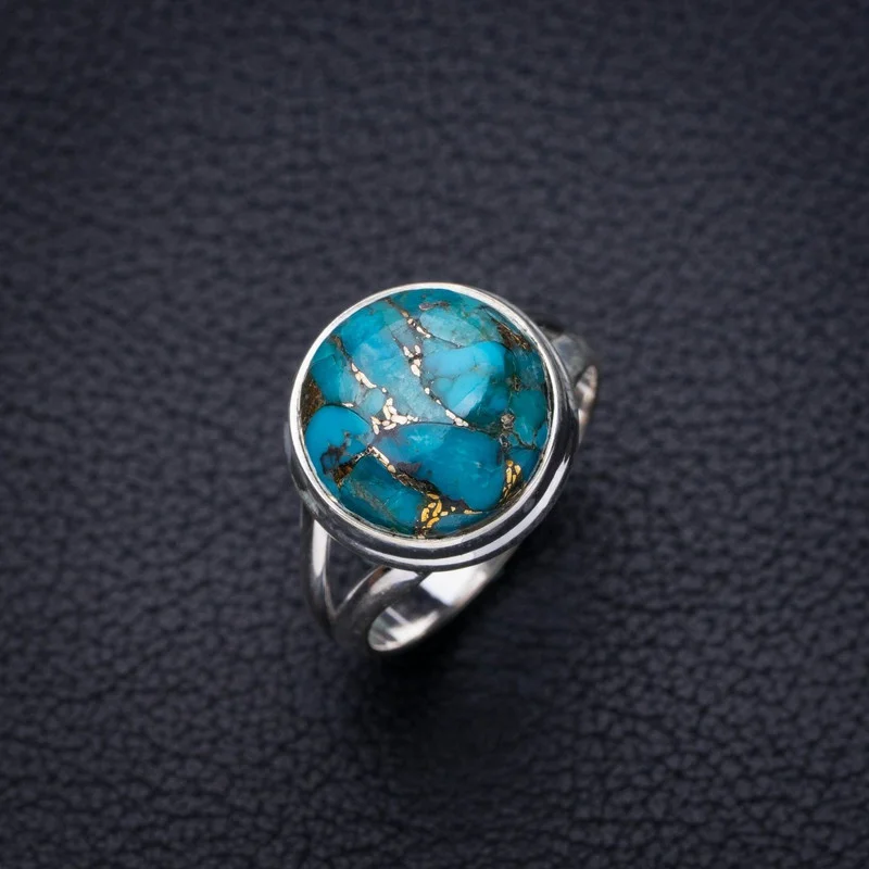 

StarGems Natural Copper Turquoise Handmade 925 Sterling Silver Ring 7.5 E8637