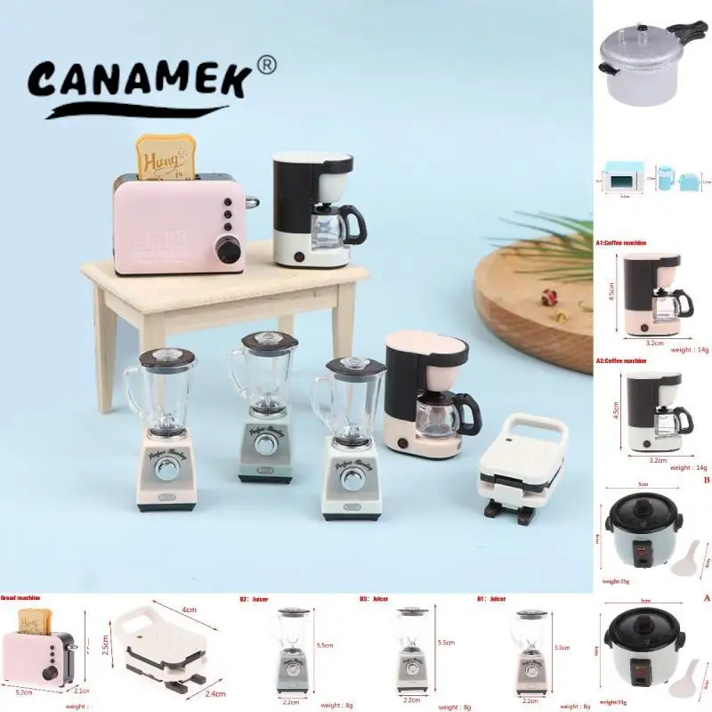 

1:12/1:6 Miniature Scale Juicer Rice Cooker Coffee Machine Bread Machine Play Kitchen Toy Accessories Home Decor