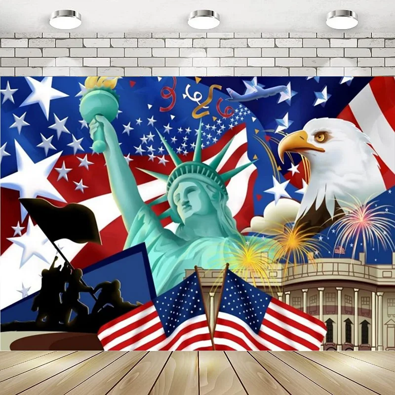 

Independence Day American Patriotic Flag National Holiday Happy Birthday Party Photography Backdrop Background Banner Decoration