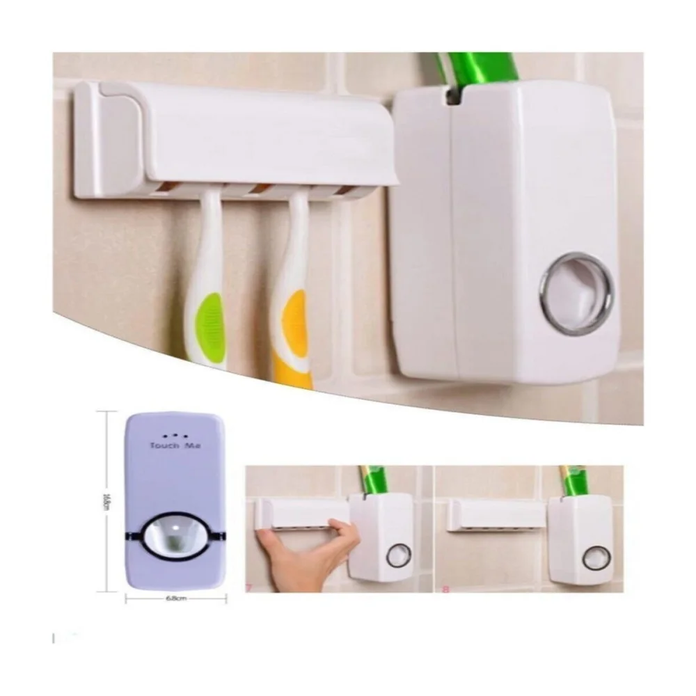 

Toothpaste Squeezing Machine Brush Holder Automatic Toothpaste Dispenser with 5 Brushes Dental Device Bathroom Accessory Set