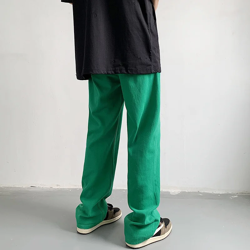 2022 Summer Green Baggy Jeans Men Fashion Casual Straight Jeans Men Streetwear Hip Hop Loose Denim Pants Mens Trousers M-2XL